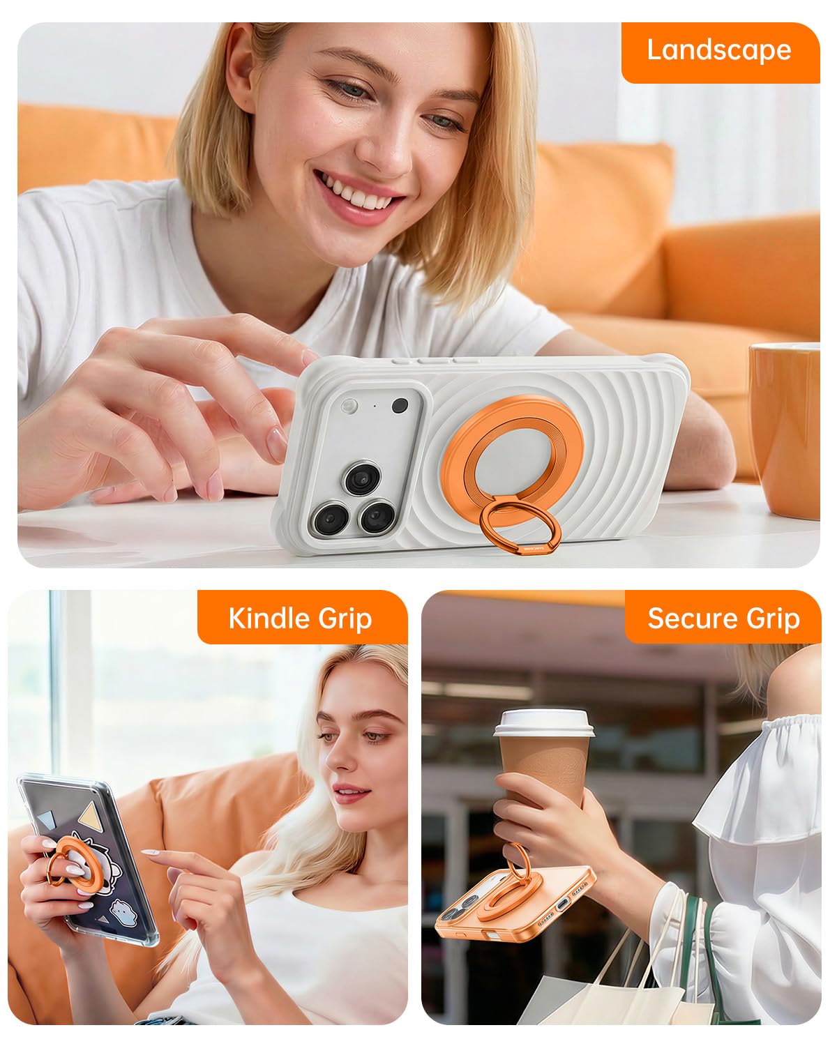 SYNCWIRE for MagSafe Phone Grip, Magnetic Phone Ring Holder Stand Kickstand