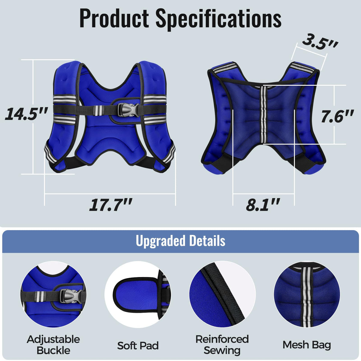 Zeerun Weighted Vest, 6/8/10/12/15/18/20/24/30LB for Men Women
