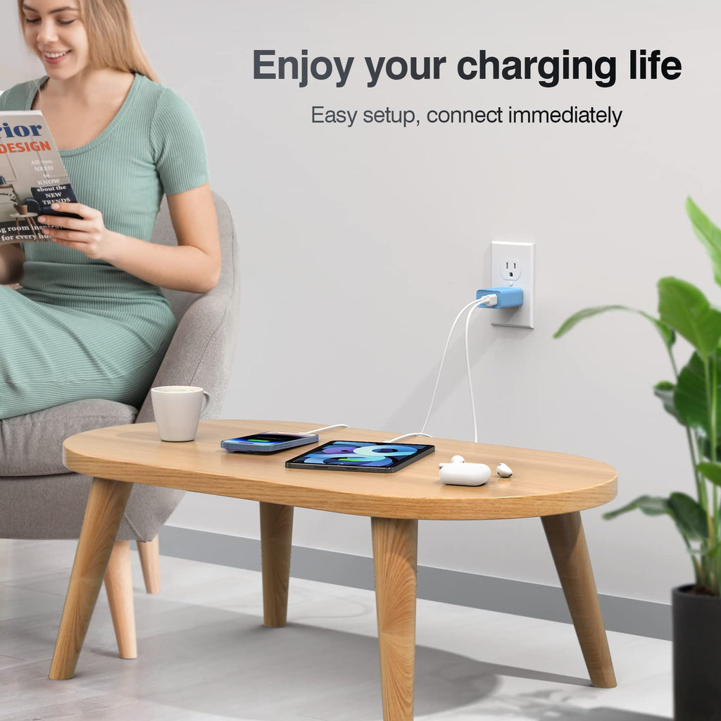 [2 Pack] 20W USB C Charger Block, Fast Charging Dual Port Wall Charger