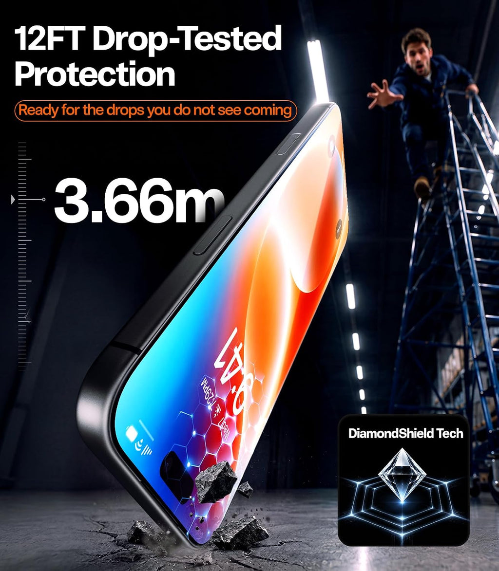 TORRAS 2-Pack for iPhone Air Screen Protector [12Ft Military-Grade Shatterproof] [9H+ Aerospace Tempered Glass] Anti-Scratch Full Coverage Fit