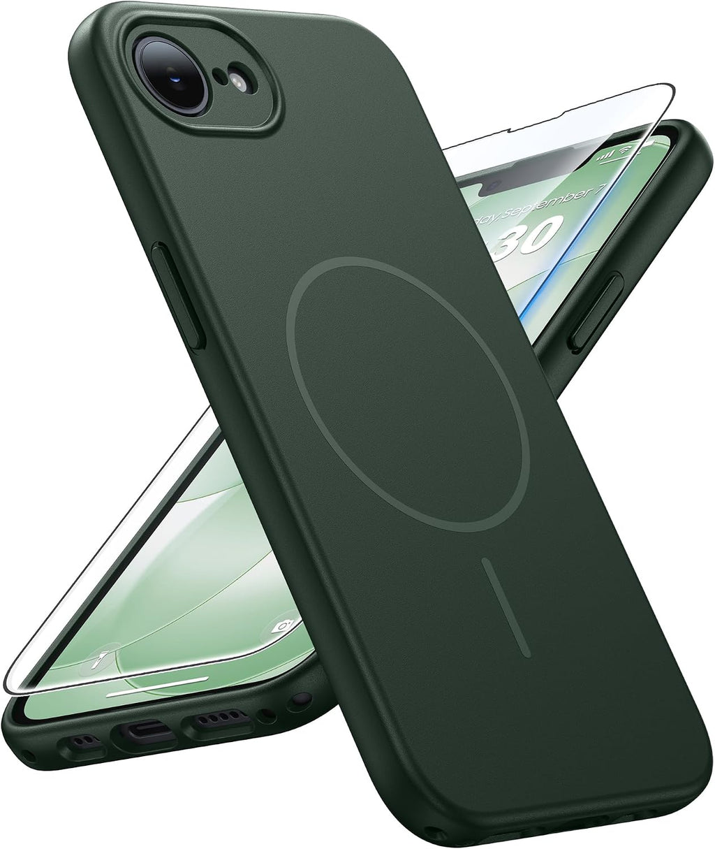 FNTCASE for iPhone 17E/16E Case Matte Green: Compatible with MagSafe