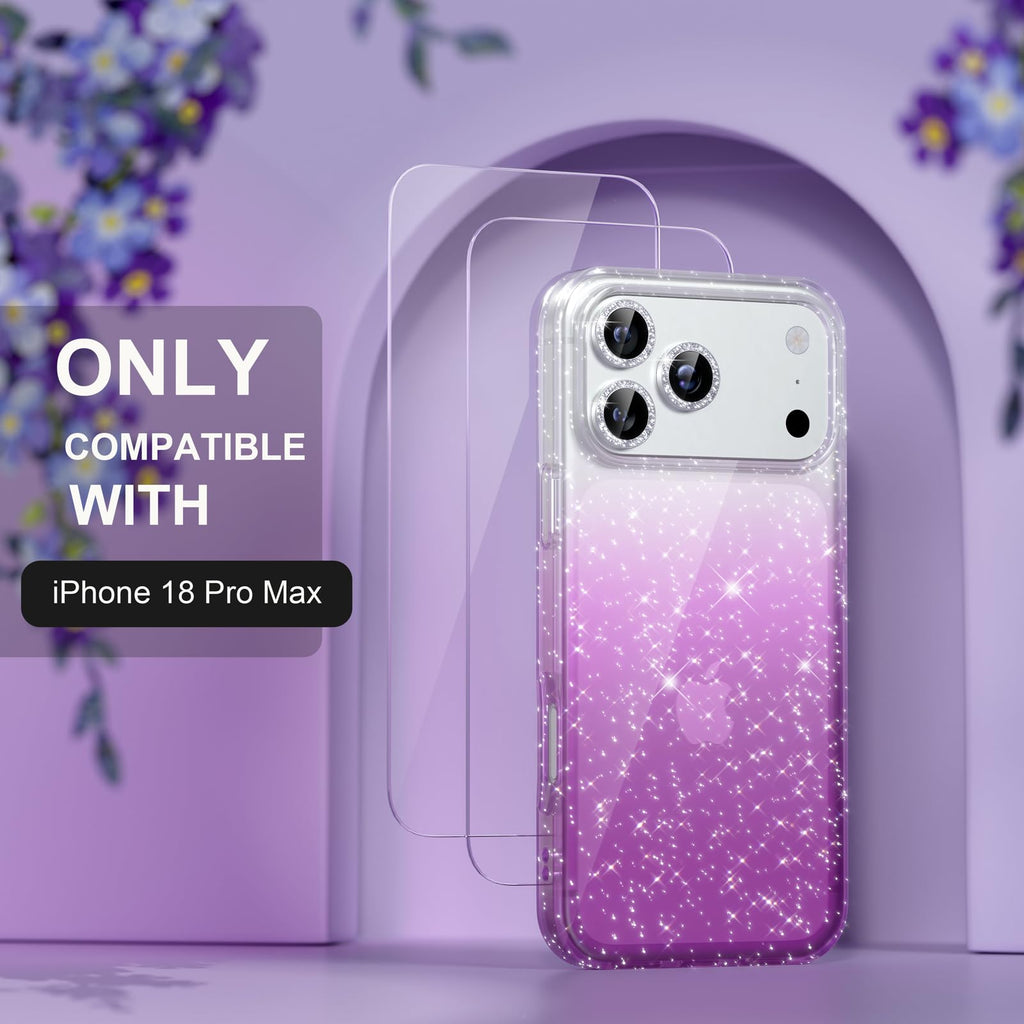 Choiche for iPhone 18 Pro Max Case Clear Women Girly (Glitter Clear)
