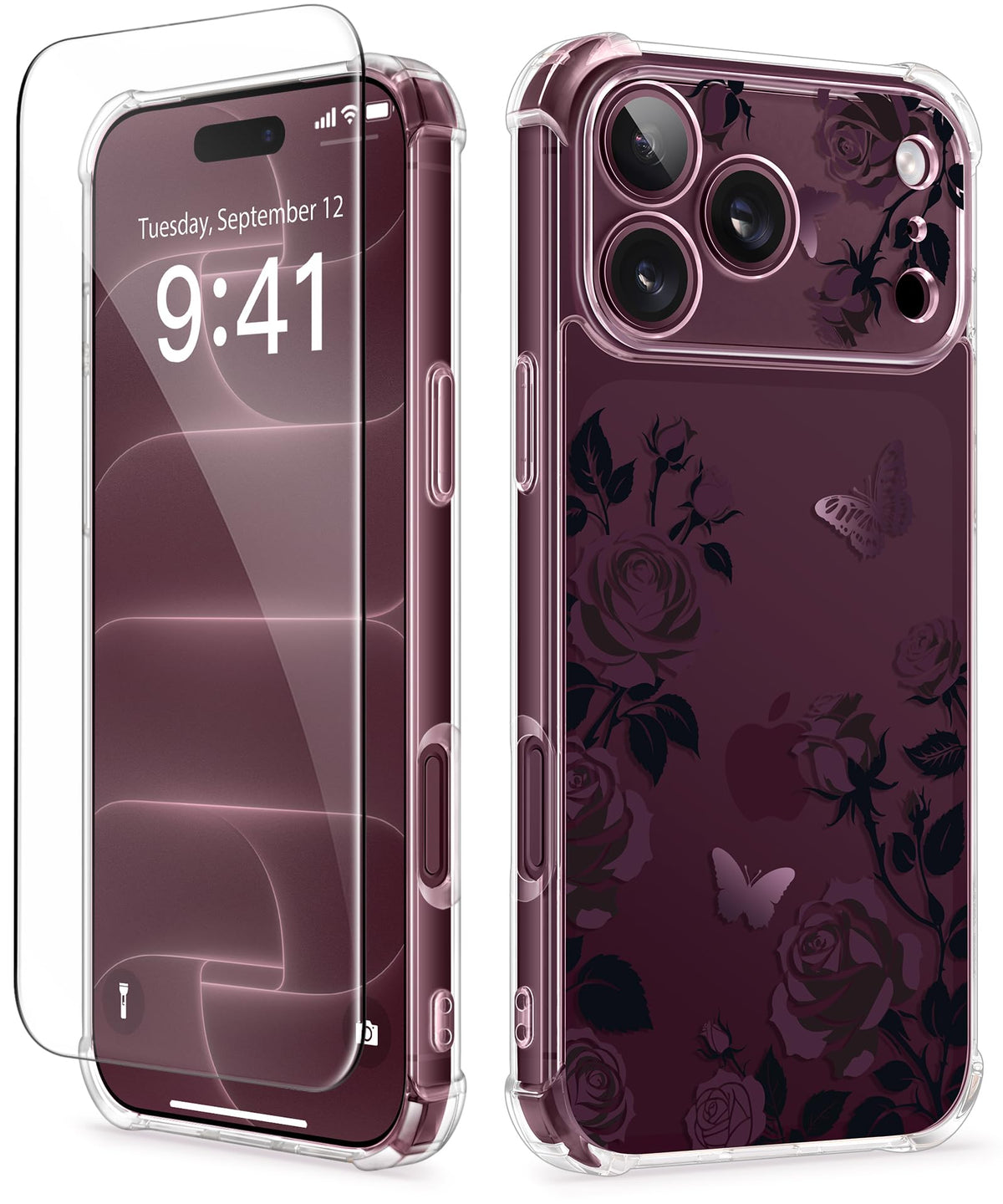 GVIEWIN for iPhone 18 Pro Max Case/17 Pro Max Case Floral Clear Slim Women