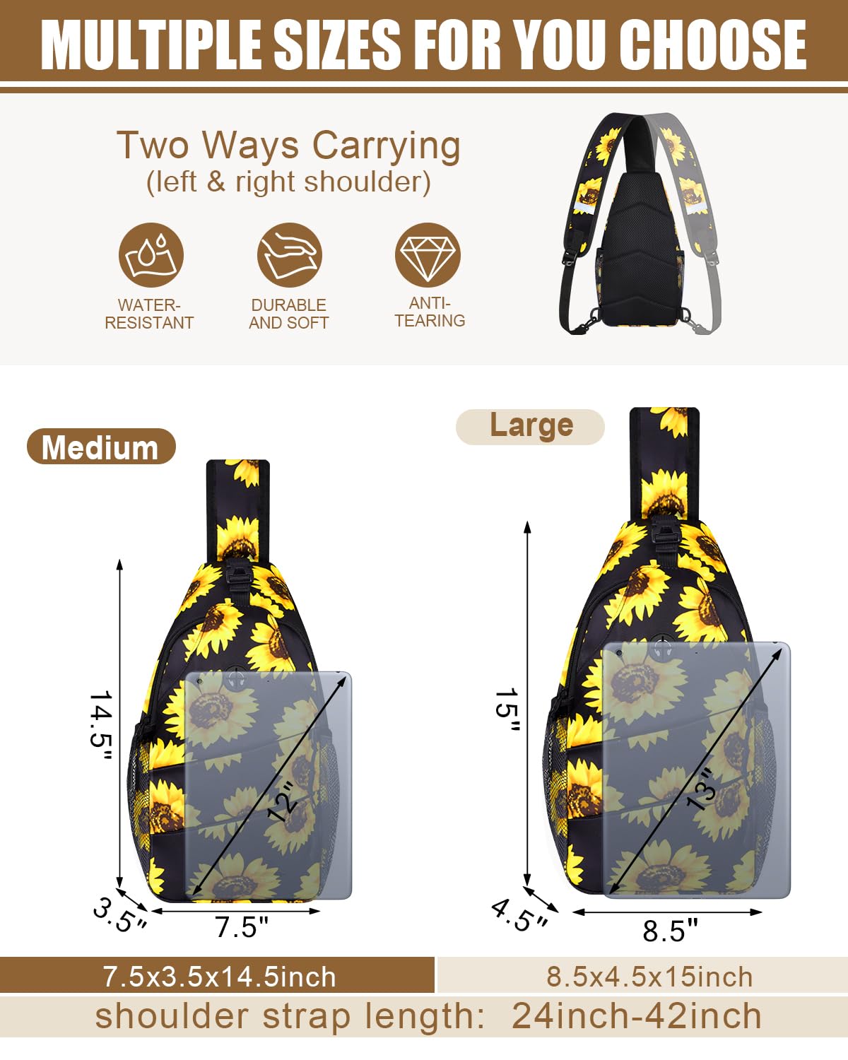 Pritent Crossbody Bags for Women Men Trendy Sling Bag Backpack Casual Chest Bag with Convertible Shoulder Strap