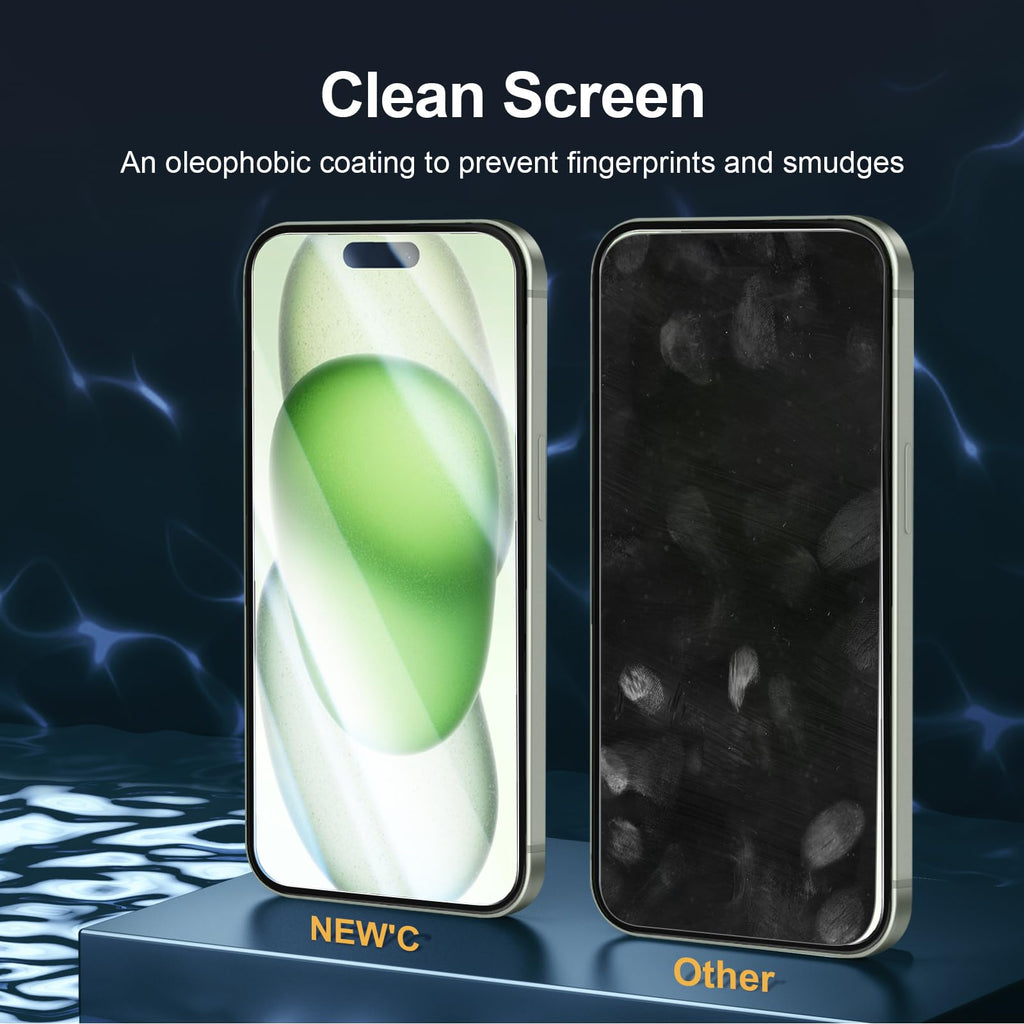 NEW'C for iPhone 16 Pro Screen Protector + Camera Lens Protector + Tool