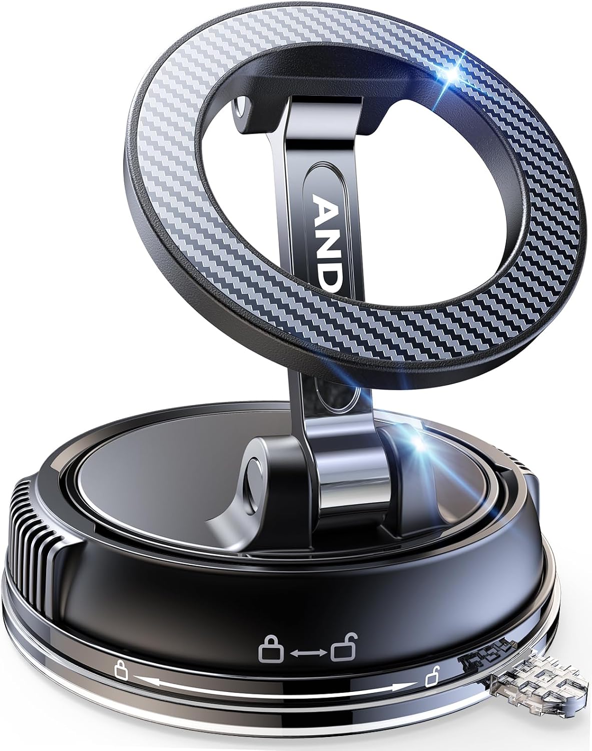 Compact Foldable Car Phone Holder for Magsafe [78+LBS Strongest Suction & 2400gf Strongest Magnetic] 360° Adjustable Car Phone Mount, Phone Holders for Your Car for iPhone 18-12 Pro Max (Carbon Fiber)