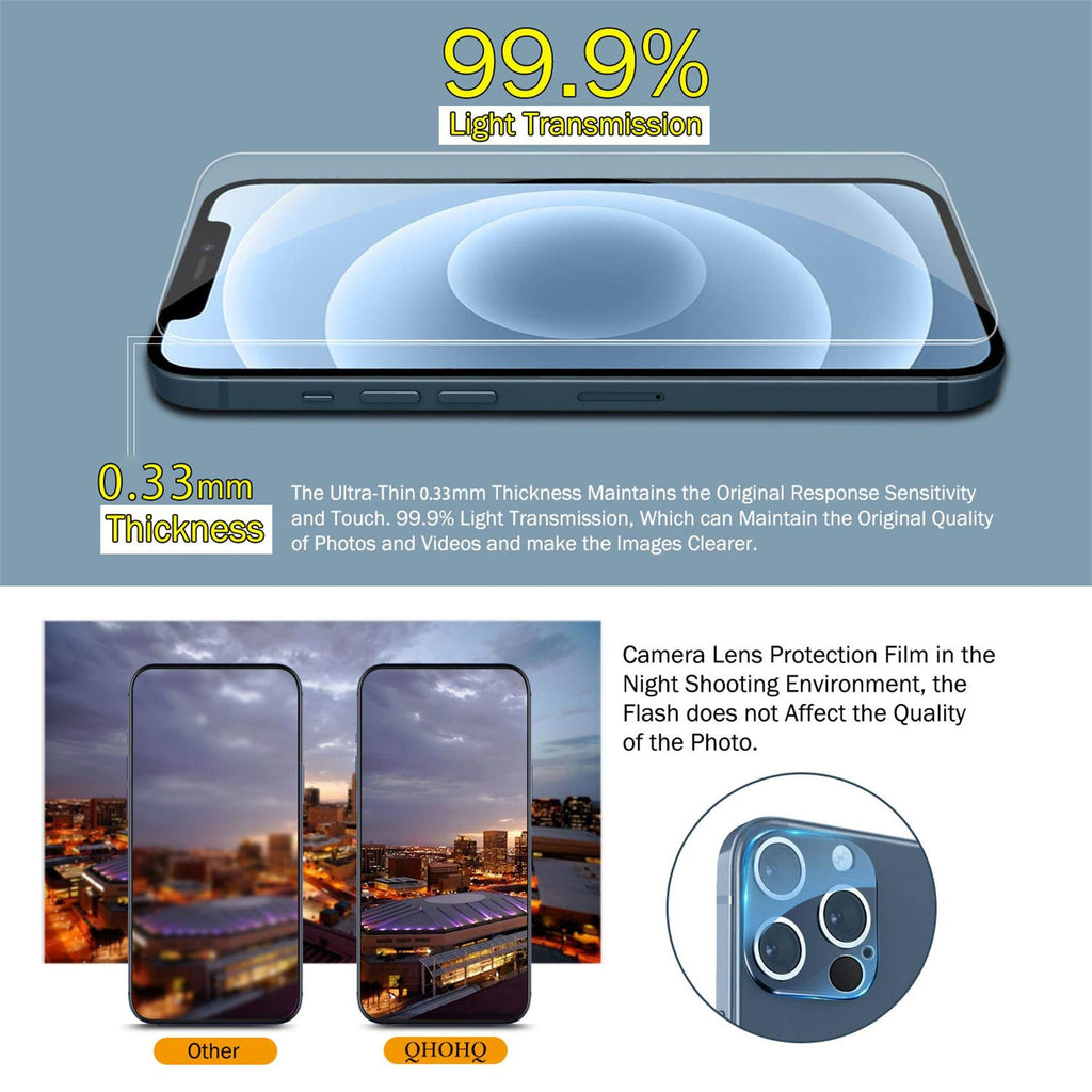 QHOHQ for iPhone 18 Pro Screen Protector, 9H+ Tempered Glass, 3+3 Pack