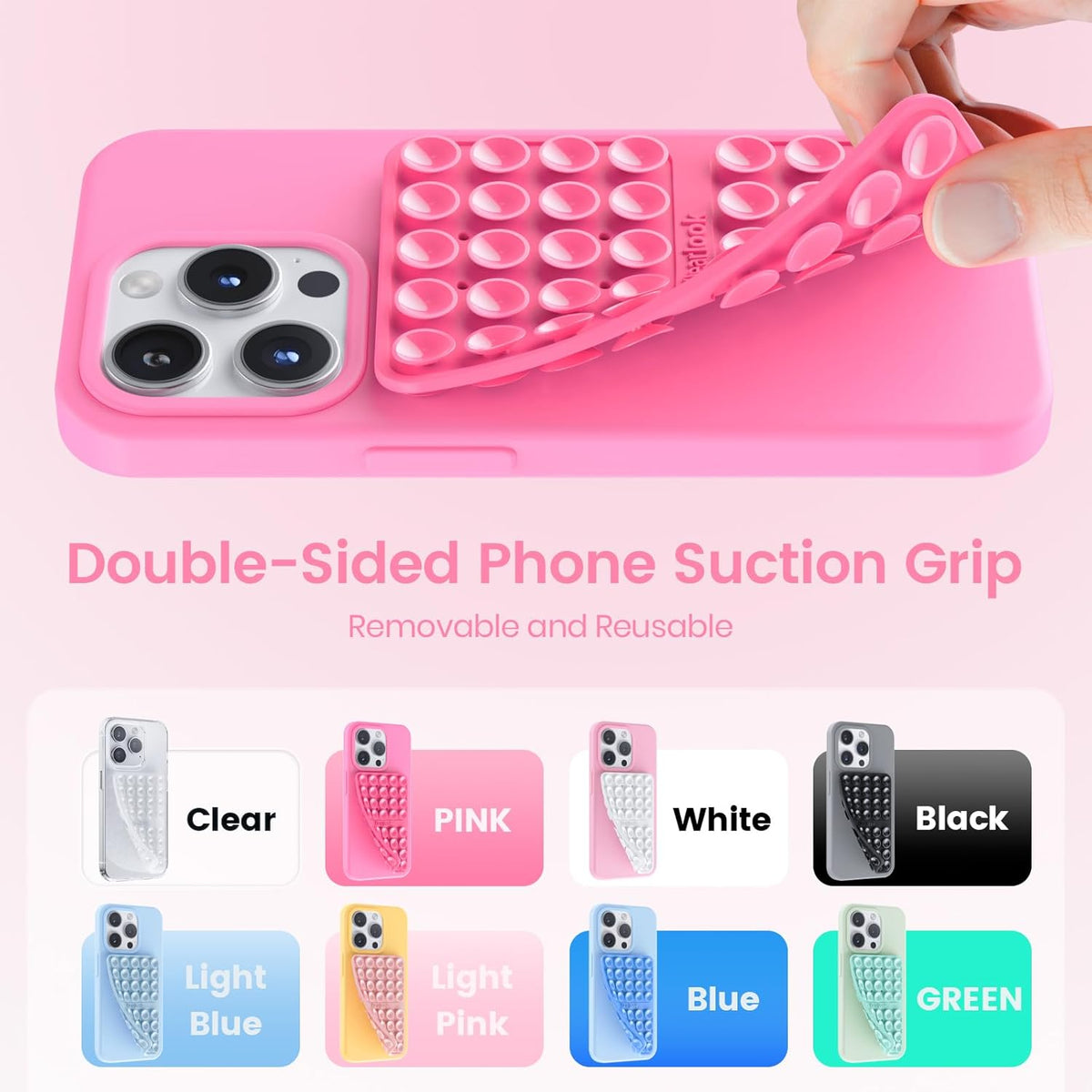 Klearlook 4PCS Silicone Double Sided Suction Cup Phone Case, Combination C