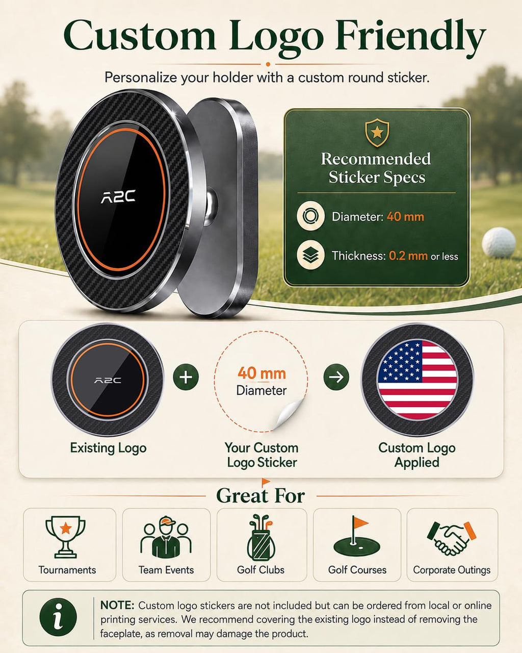 A2C Silver Alloy Magnetic Golf Cart Phone Holder Mount, Golf Accessories