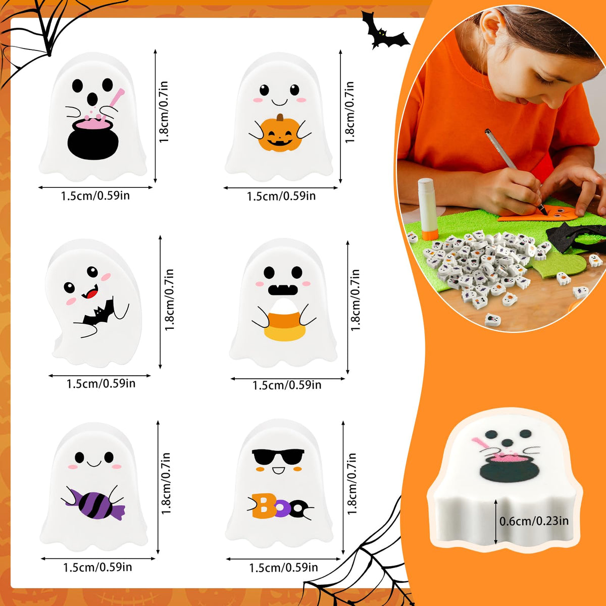 JUNEBRUSHS 150Pcs Fall Mini Erasers, Cute Thanksgiving Erasers Bulk