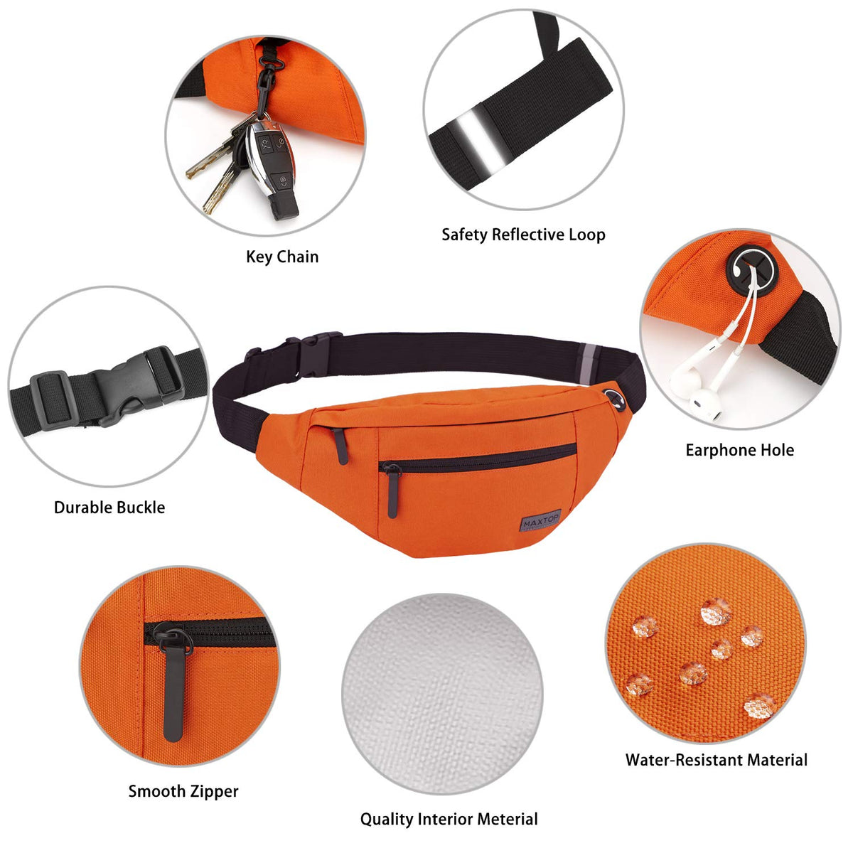 MAXTOP Large Fanny Pack for Women Men Crossbody Bag with 4-Zipper Pockets