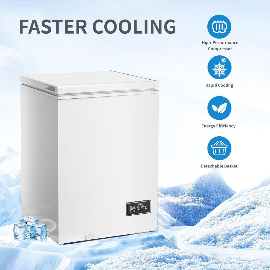 Kismile 3.5 Cu.Ft. Compact Chest Deep Freezer, Top-Opening Design