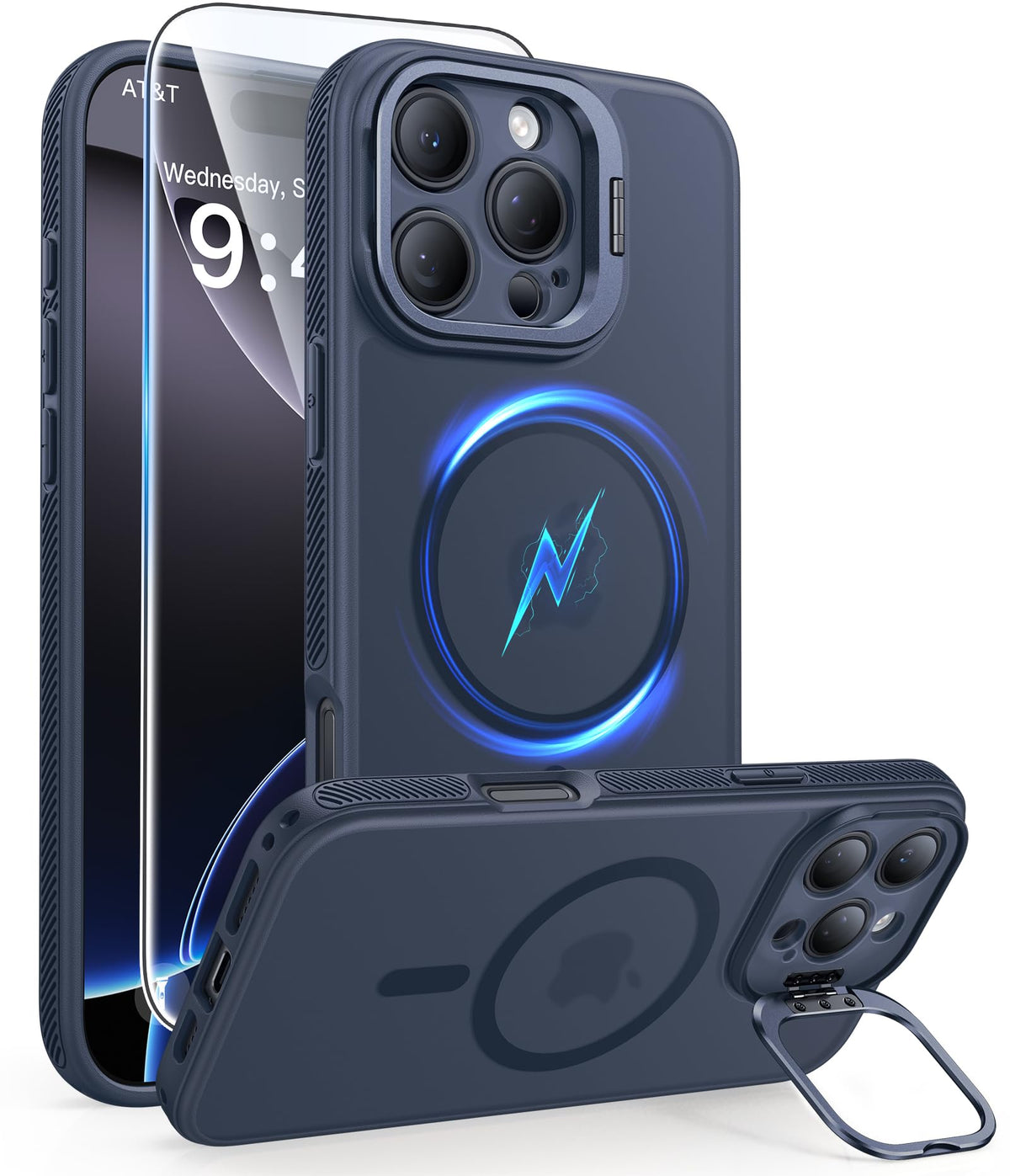 FNTCASE for Samsung Galaxy Z Fold 7 Case with 360 Spin Magnetic Stand Black