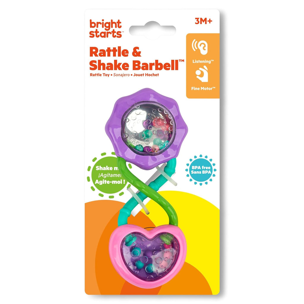 Bright Starts Rattle Barbell Toy, Ages 3M+, Sensory Play