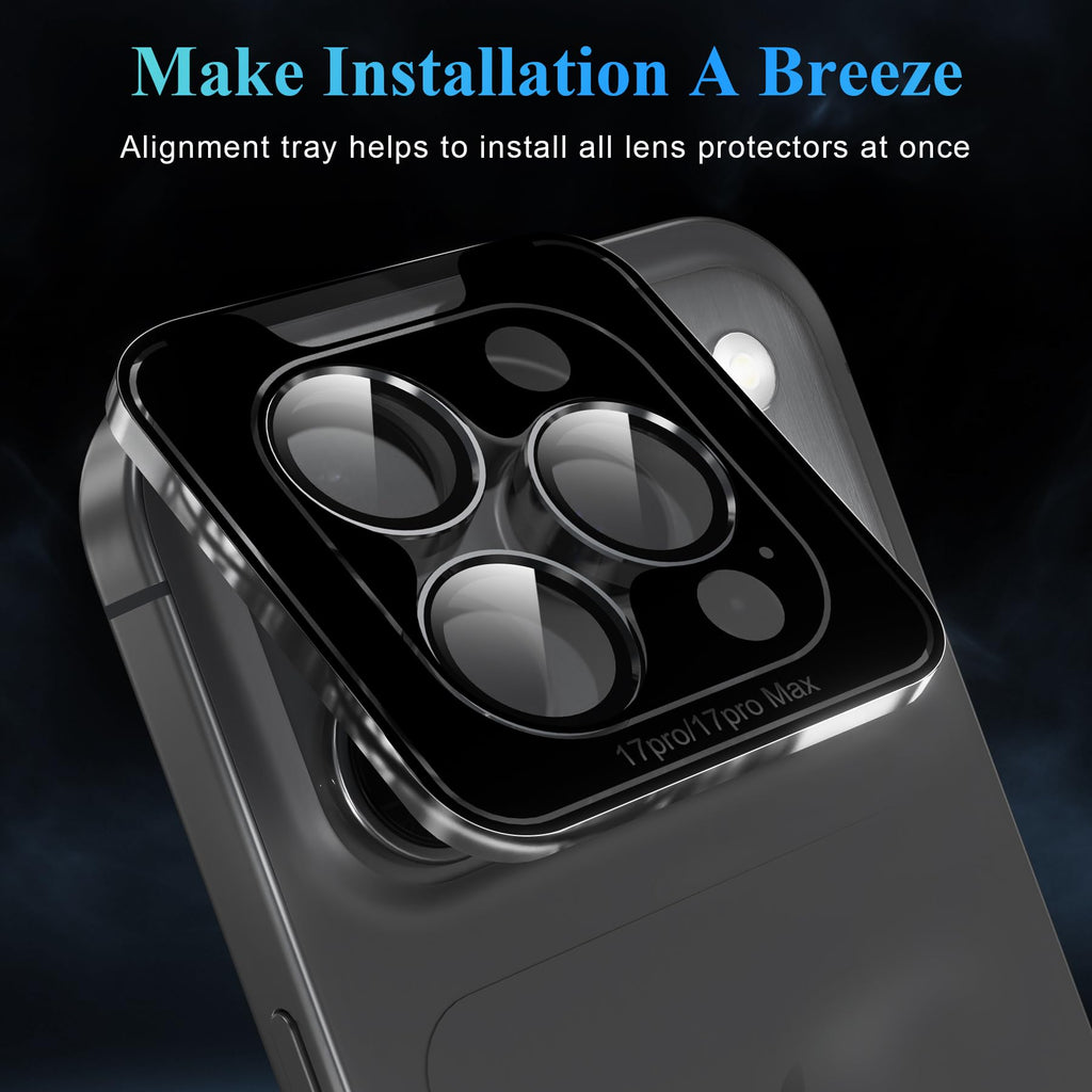 YWXTW Camera Lens Protector for iPhone 16 Pro/iPhone 16 Pro Max, [1 Step Installation Tray] Tempered Glass Screen Protector Metal Individual Camera Cover Accessories Case Friendly (Desert Titanium)