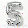 40 Inch Silver Number 5 Balloon,5th Birthday Decoration Boys Girls