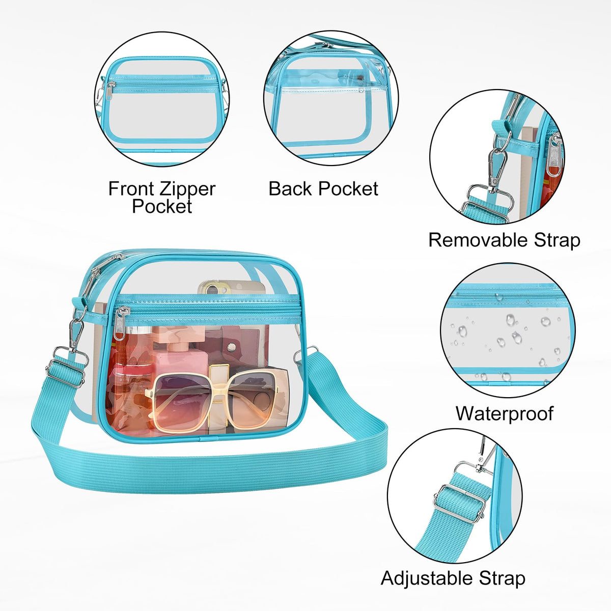 USPECLARE Clear Bag for Stadium Events Clear Sports Fan Handbags Purses