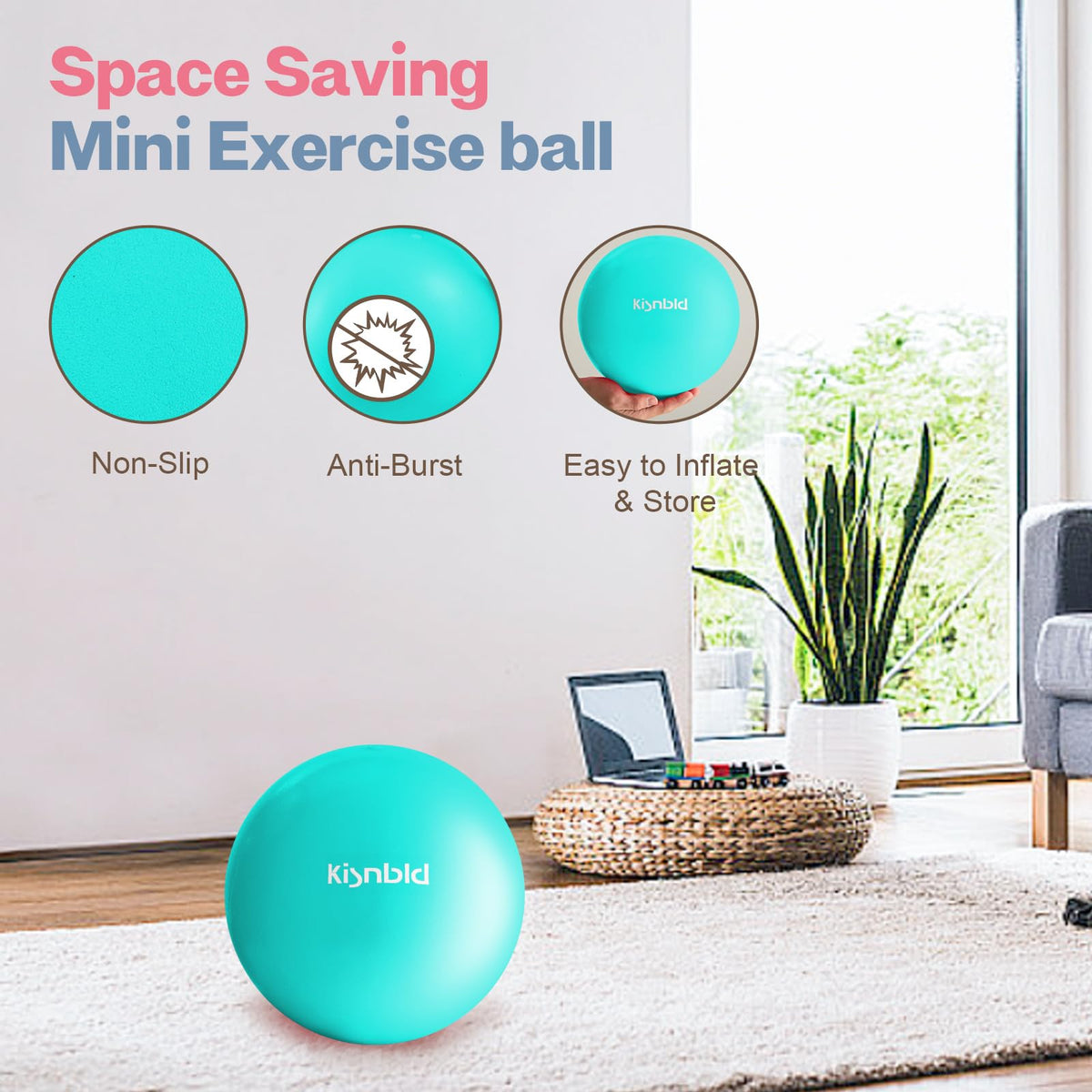 kisnbld 9 Inch Pilates Ball, Small Exercise Ball for Core &Physical Therapy