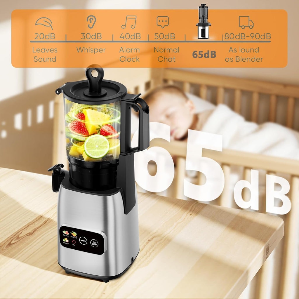 Kismile Cold Press Juicer, 5.4" Feed Chute, 4 juicing Mode, Easy to Clean