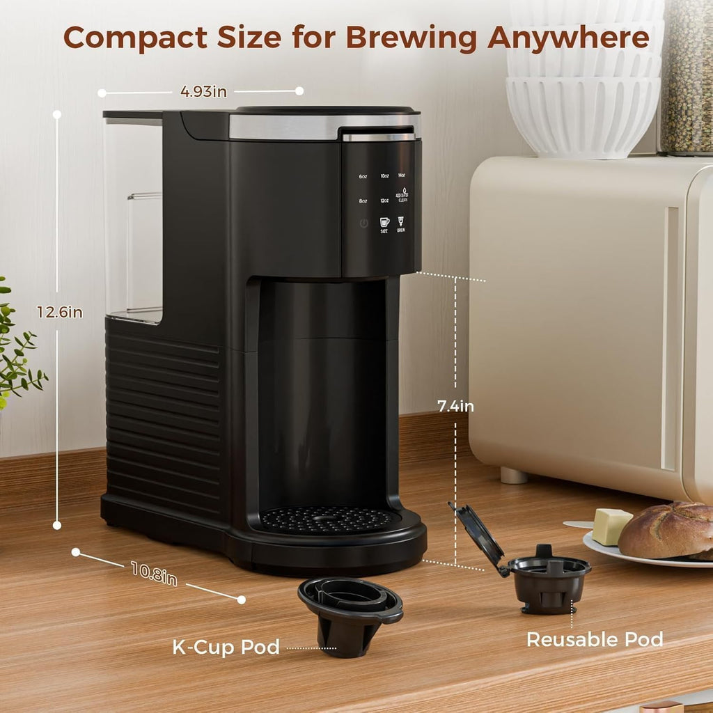 Kismile Single Serve Coffee Maker, 2-in-1 Coffee Pod & Ground Brewer