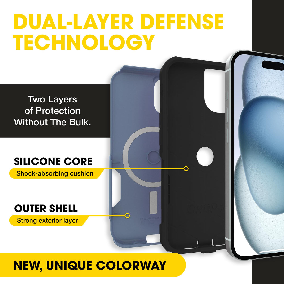 OtterBox iPhone 17e, 16e, 15, 14, & 13 Commuter Series Case - Black, Slim & Tough, Pocket-Friendly, with Port Protection - Thin & Protective iPhone Case, Dual-Layer, Impact Absorbing iPhone Case