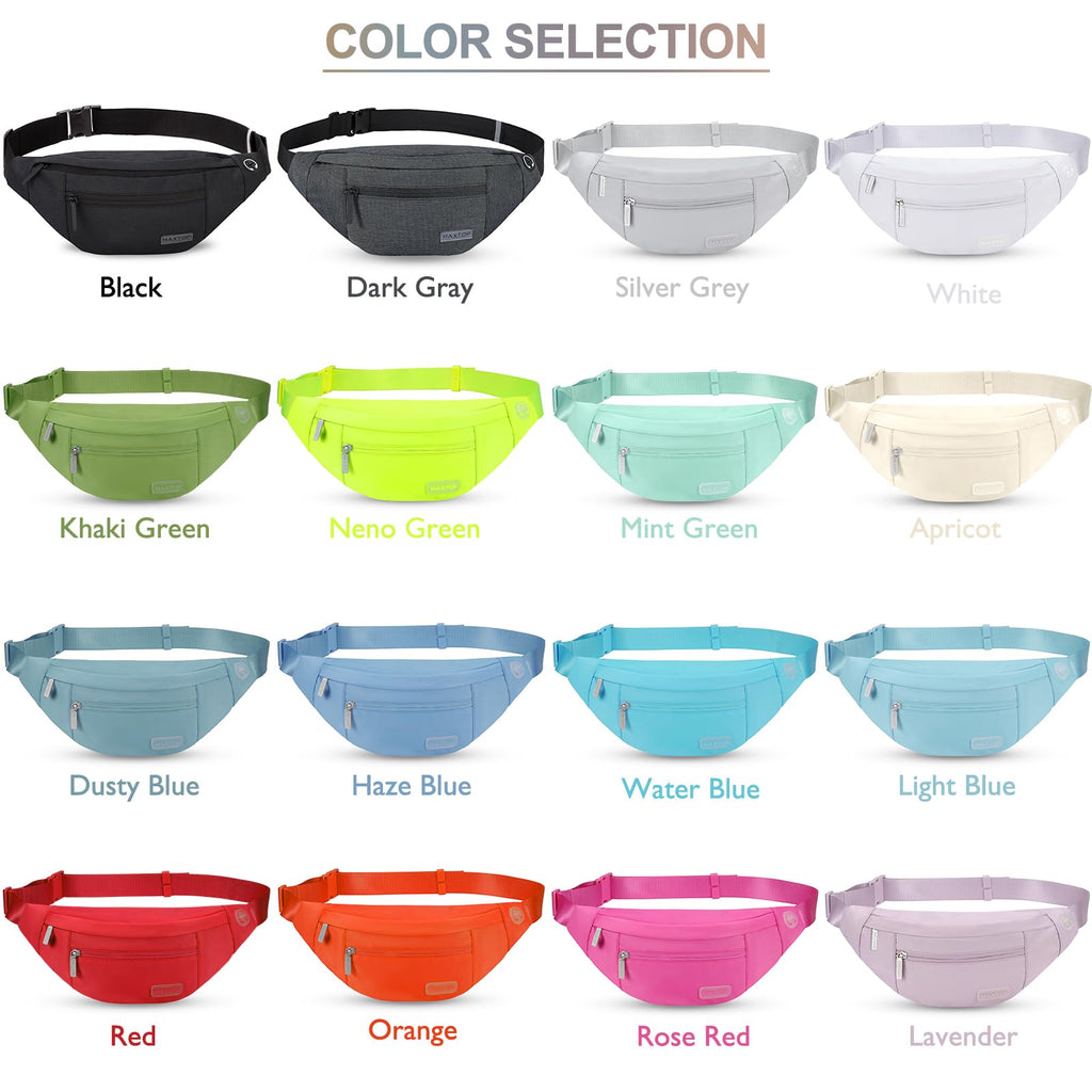 MAXTOP Large Fanny Pack for Women Men Crossbody Bag with 4-Zipper Pockets