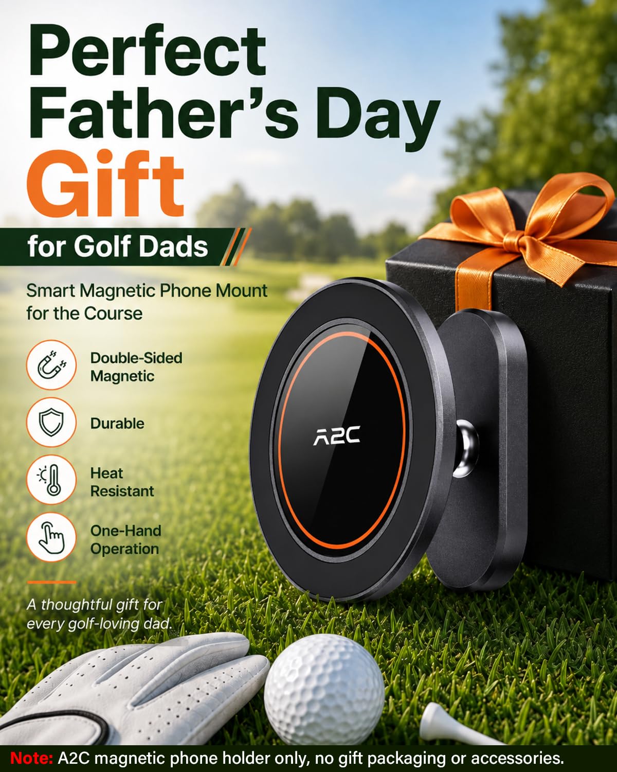 A2C Silver Alloy Magnetic Golf Cart Phone Holder Mount, Golf Accessories