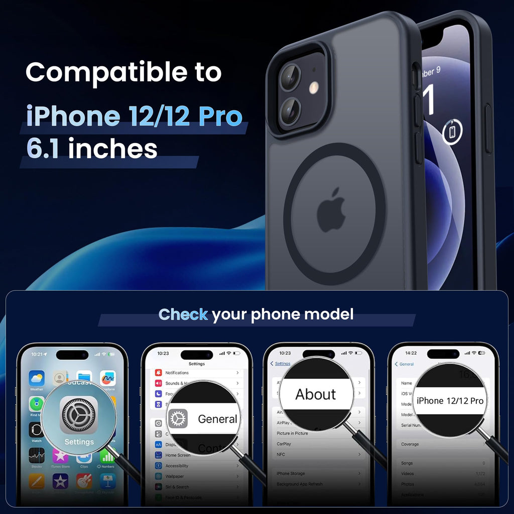 CACOE Magnetic Case for iPhone 13 & iPhone 14 6.1 inch, Matte Black