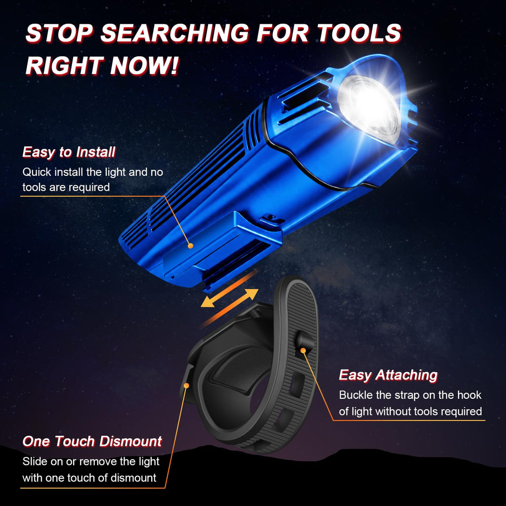 Ascher Ultra Bright USB Rechargeable Bike Light Set, Powerful Bicycle Front Headlight and Back Taillight, 4 Light Modes, Easy to Install for Men Women Kids Road Mountain Cycling