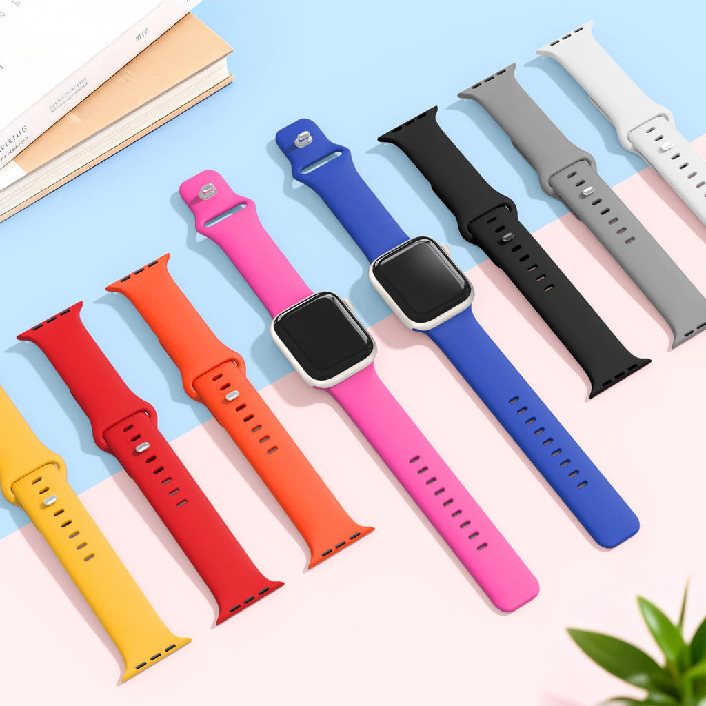 10 Pack Silicone Sport Bands Compatible with Apple Watch Band Women Men