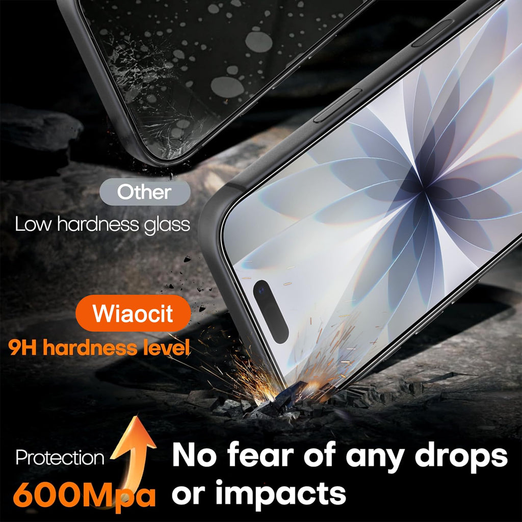 Wiaocit Privacy Screen Protector for iPhone 18 Pro, Tempered Glass