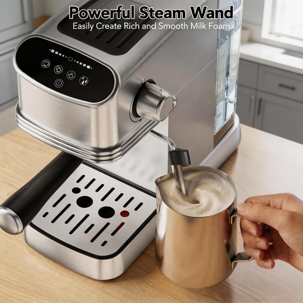 Kismile 20-Bar Espresso Machine with Milk Frother for Ground & Capsule