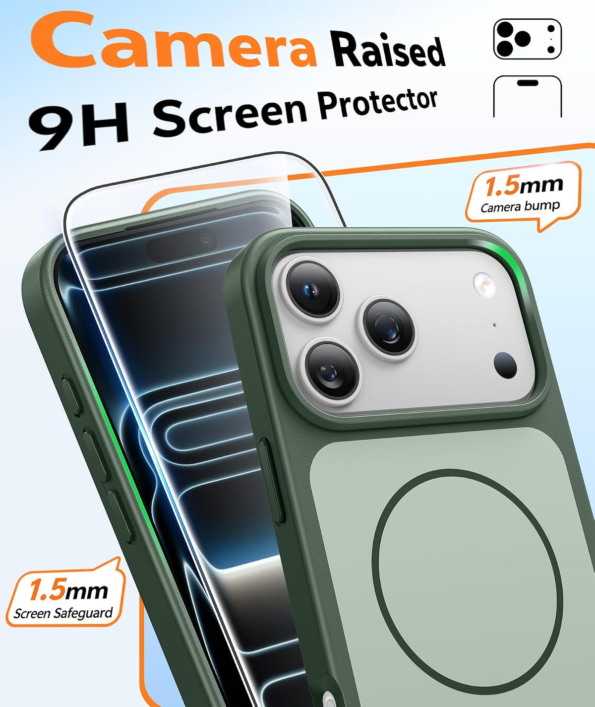 FNTCASE for iPhone 18 Pro Max Case/17 Pro Max Case: Green Fit for MagSafe