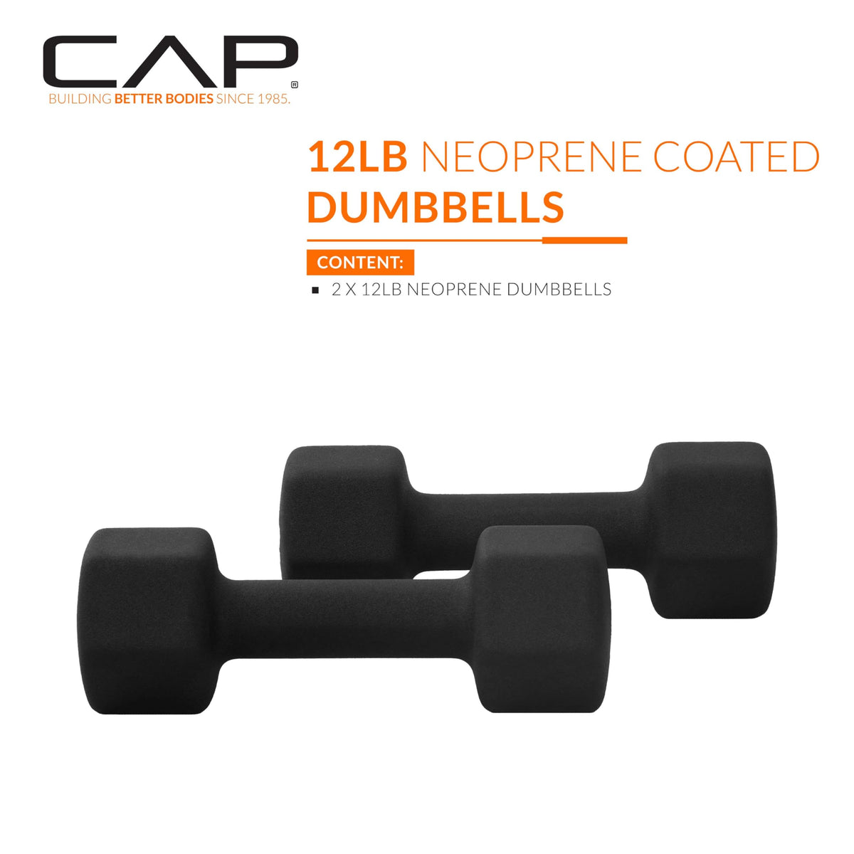 CAP Neoprene Dumbbell Pairs & Sets, Non-Slip Grip, Hex Design