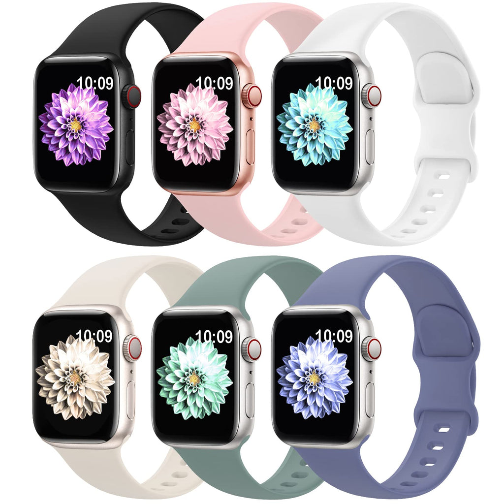 6 Pack Sport Silicone Bands Compatible with Apple Watch Band for Women Men