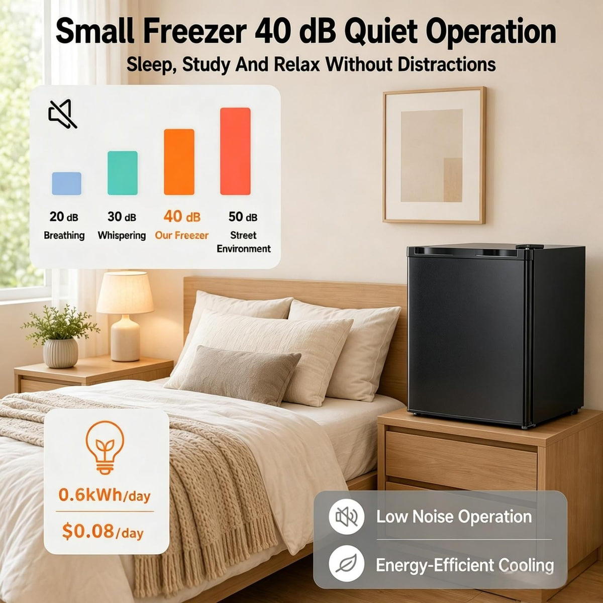 Kismile 1.1 Cu.ft Upright Mini Freezer for Dorms Apartment, Stainless Steel