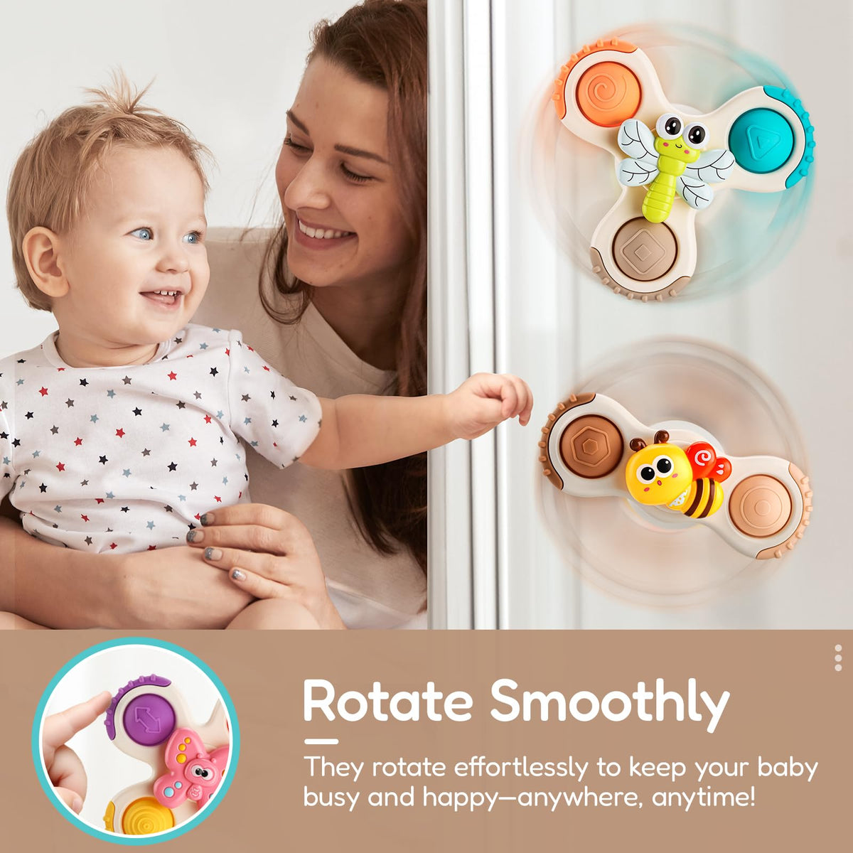 ALASOU Pop Suction Cup Spinner Airplane Travel Toys for 1 Year Old Boy Girl