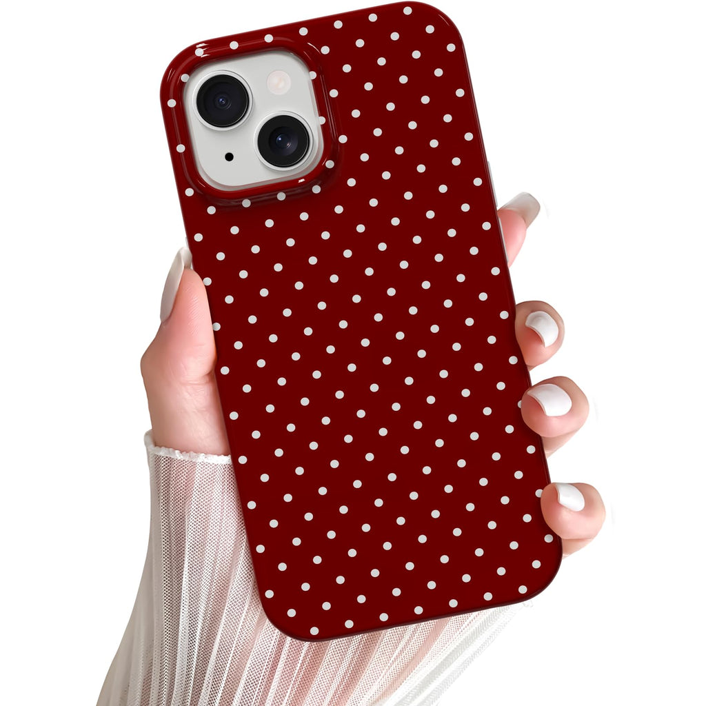 Yeddabox for iPhone 14 Plus Case Cute Polka Dot Phone Case Soft TPU Slim Shockproof Phone Cover for Women Girls, White