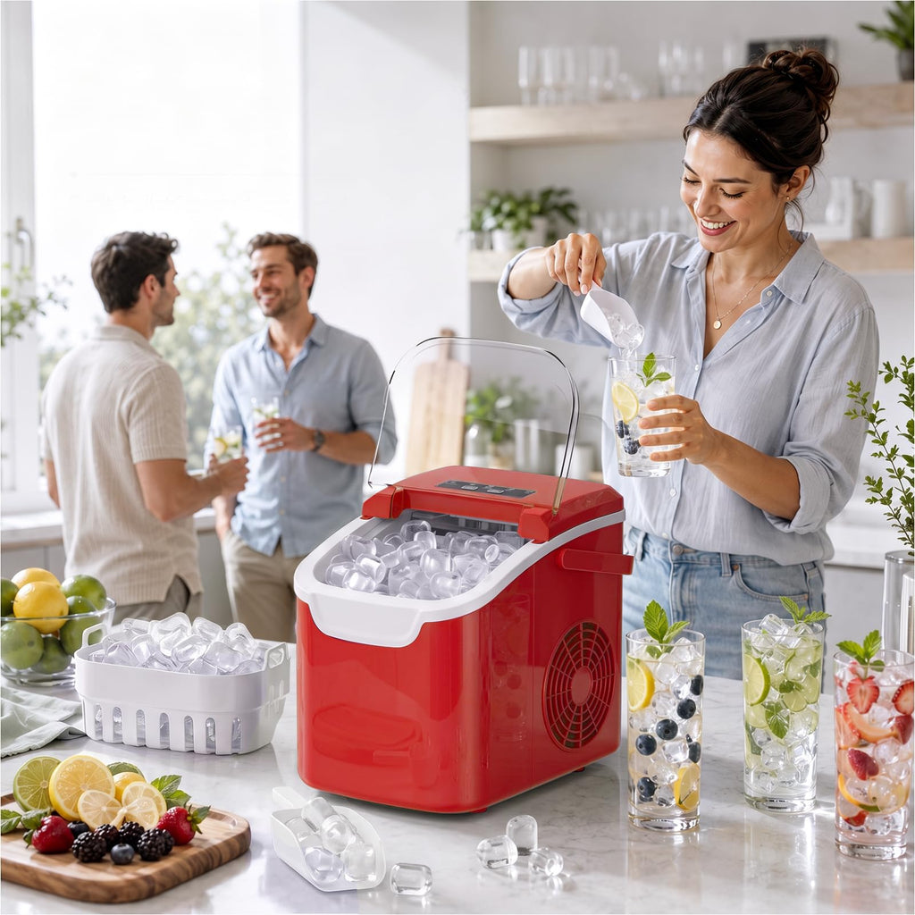 Kismile Countertop Ice Maker Machine, 26Lbs/Day Fastest 6‑Min Ice, Black