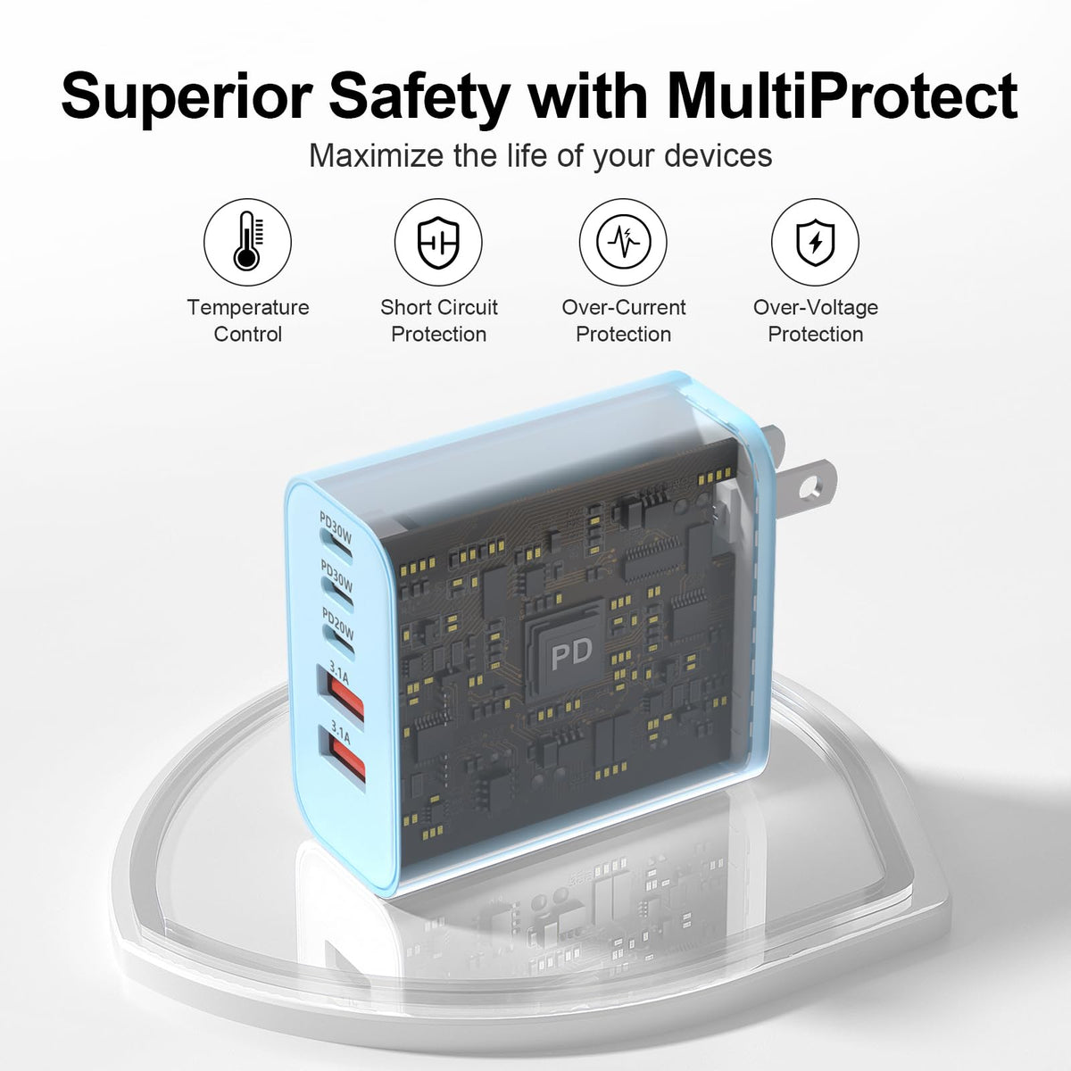 USB C Charger Block, 60W 5-Port Type C Charger Fast Charging Blocks