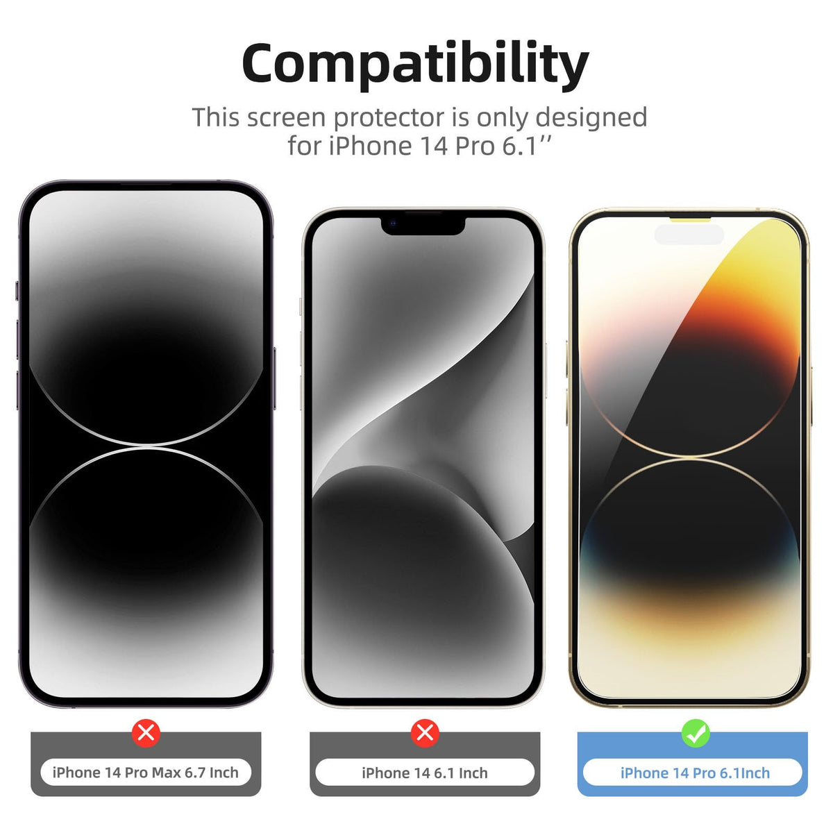NEW'C for iPhone 16 Pro Screen Protector + Camera Lens Protector + Tool