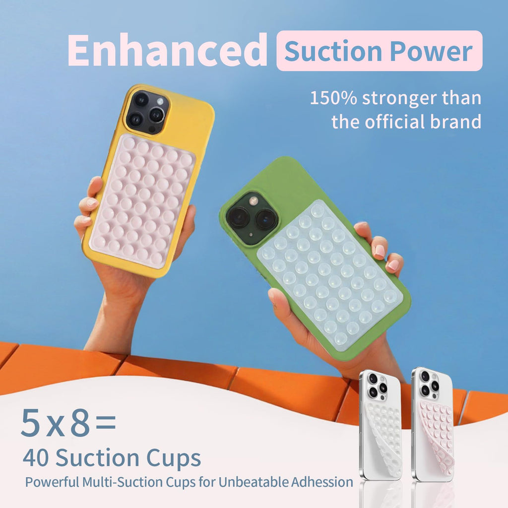 (2 Pack) Suction Cup Phone Case Mount Double Sided, White & Classic Black