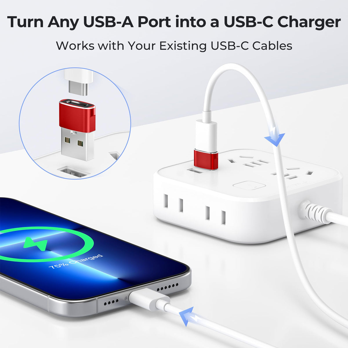 Basesailor USB C Female to USBA Male Adapter,Type C Charger Cable Connector
