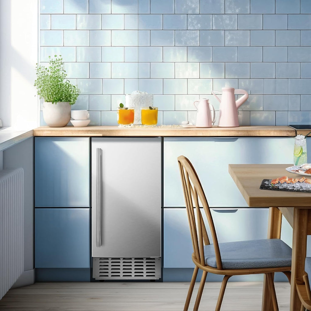 Kismile 80 lbs/Day Under Counter Nugget Ice Maker, Dual Ice Baskets, Silver