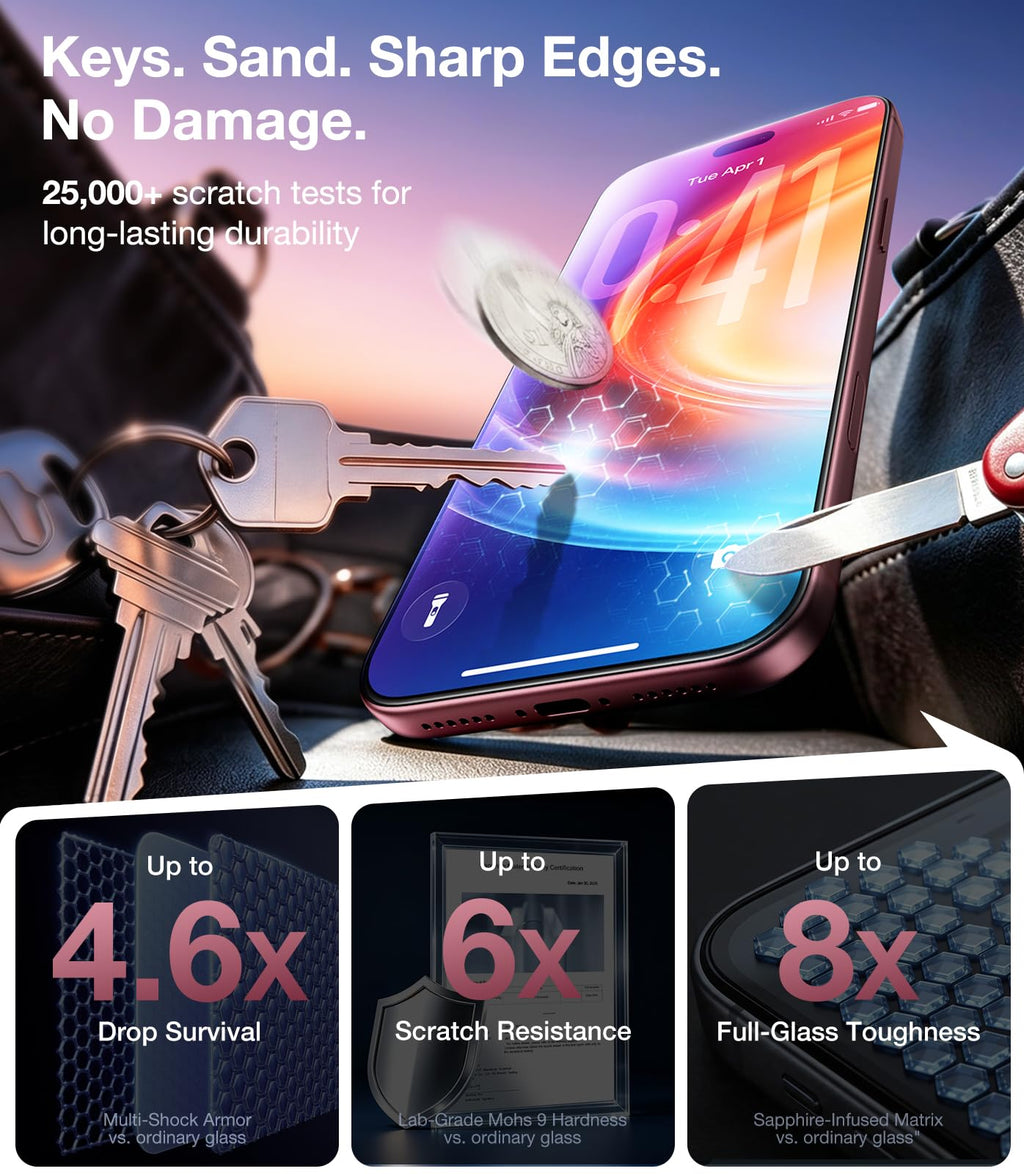 UltraGlass TOP 9H+ Armor for iPhone 17 Pro Privacy Screen Protector, 2 Pack