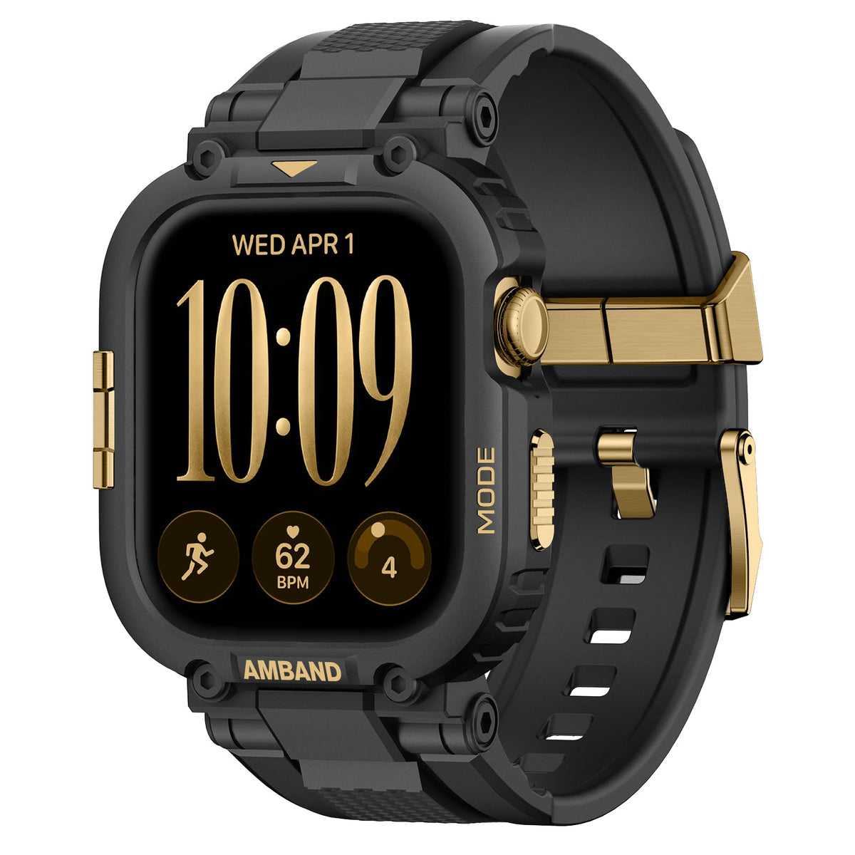 amBand Bands Compatible with Apple Watch 9/8/7/6/5/4 & SE 3/2/1 45mm/44mm Case for Men, M1 Sport Series Rugged Case Protective Cover for iWatch SE3/SE2/6/SE/5/4 44/45 mm Men Black