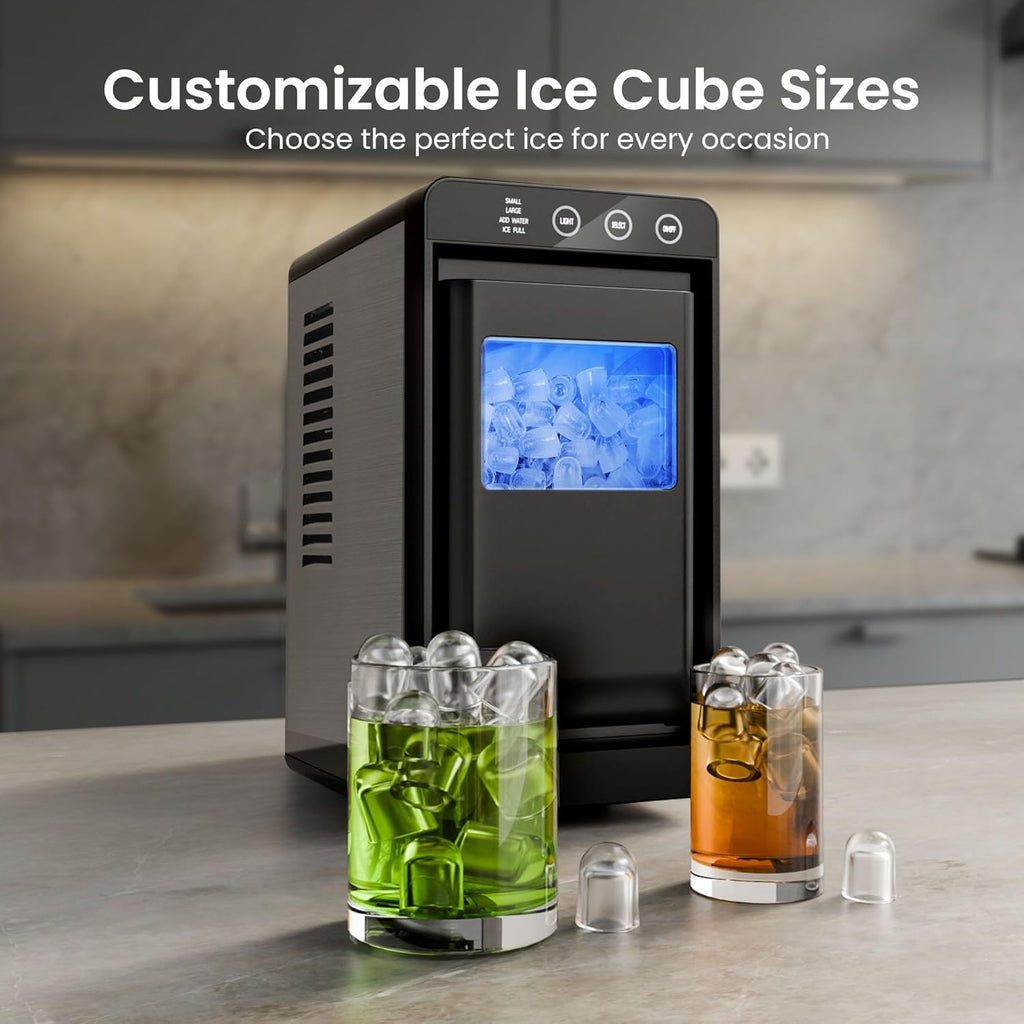 Kismile Portable Countertop Ice Maker, 26 lbs/24H, Self-Cleaning, Black
