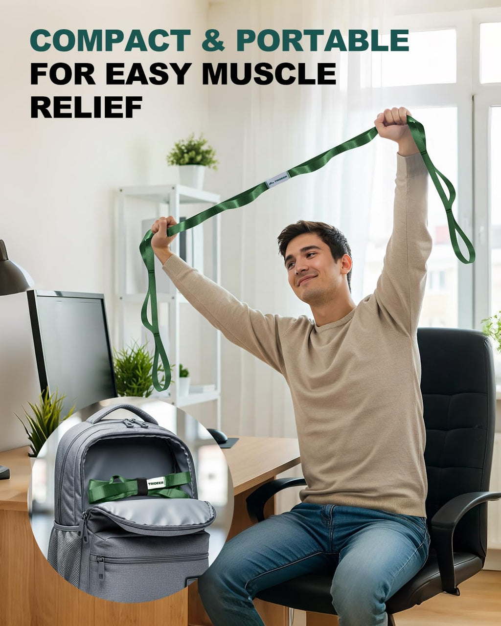 Trideer Stretching Strap with Loops, Yoga Strap, Stretch Bands for Exercise