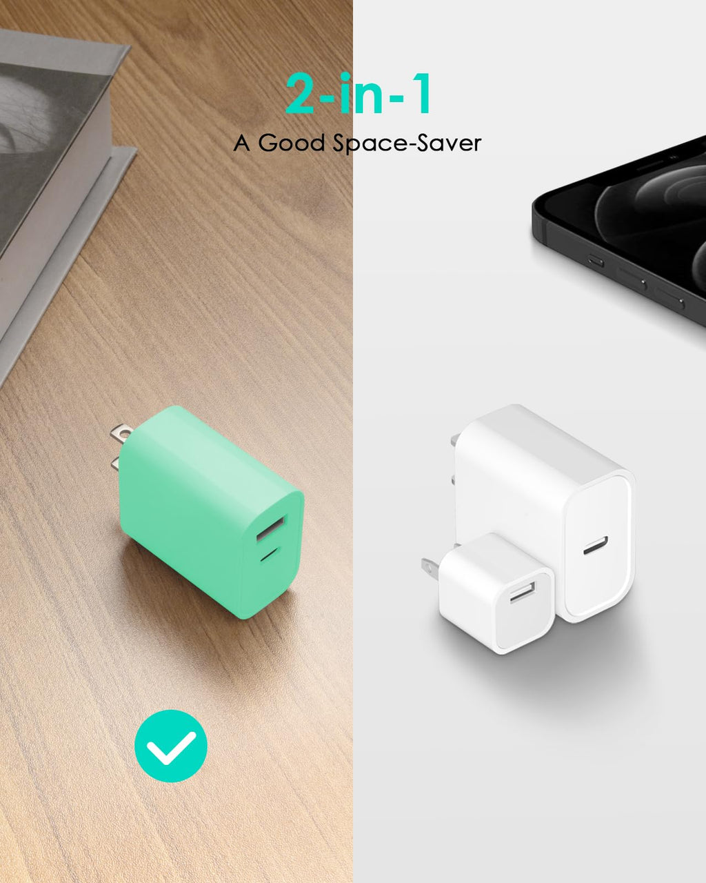 [4 Pack] 20W USB C Charger Block Fast Charging Multiport Adapter