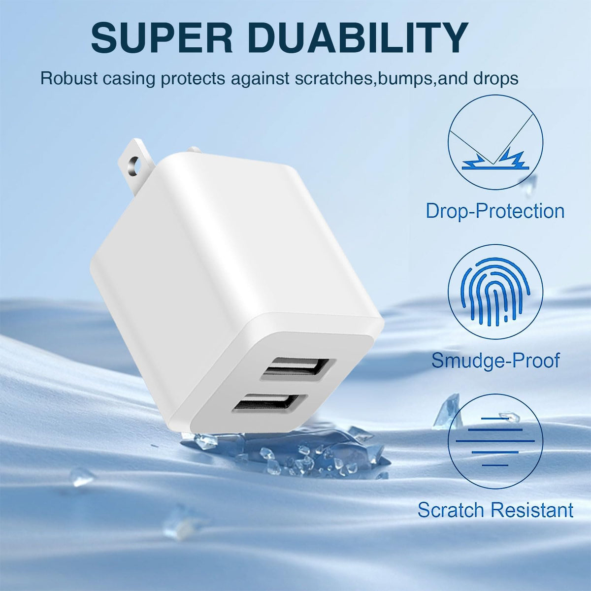 USB Wall Charger,DualPort Cube Power Adapter Charger Plug Block ChargingBox